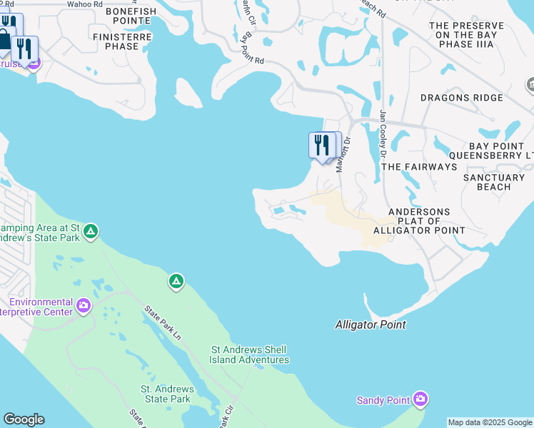 map of restaurants, bars, coffee shops, grocery stores, and more near 4500 Kingfish Lane in Panama City