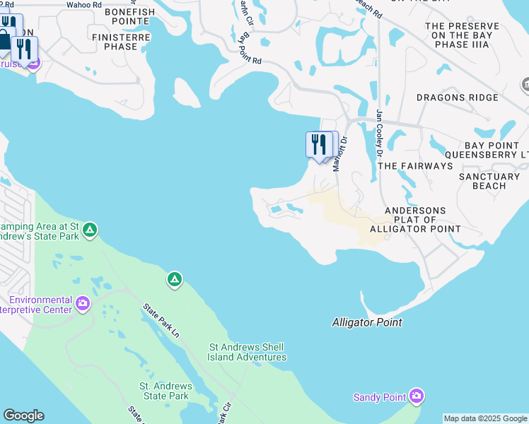 map of restaurants, bars, coffee shops, grocery stores, and more near 4172 Kingfish Lane in Panama City Beach