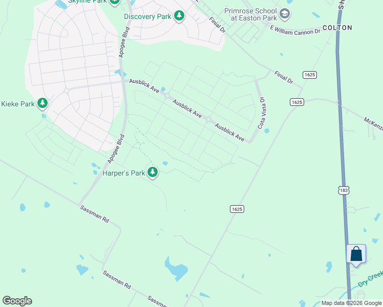 map of restaurants, bars, coffee shops, grocery stores, and more near 7732-8050 Farm to Market Road 1625 in Austin