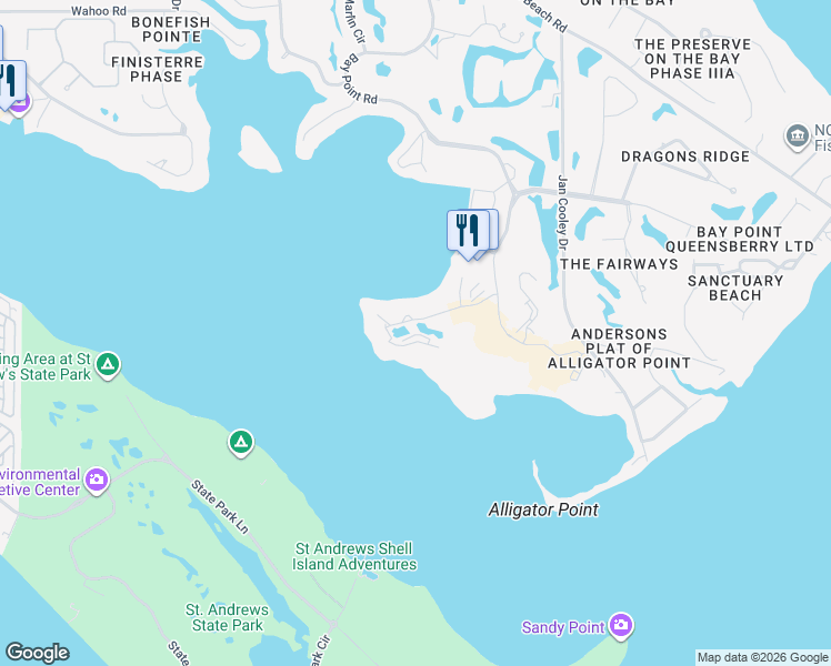 map of restaurants, bars, coffee shops, grocery stores, and more near 4308 Kingfish Drive in Panama City