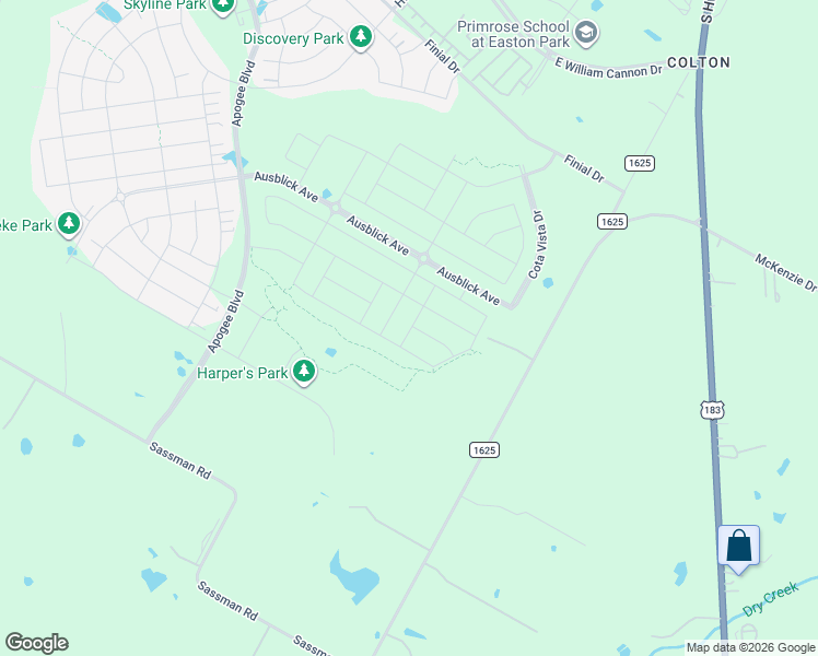 map of restaurants, bars, coffee shops, grocery stores, and more near 7732-8050 Farm to Market Road 1625 in Austin