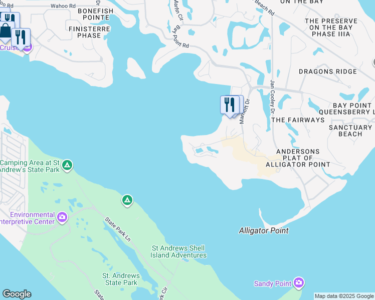 map of restaurants, bars, coffee shops, grocery stores, and more near 4172 Kingfish Lane in Panama City Beach