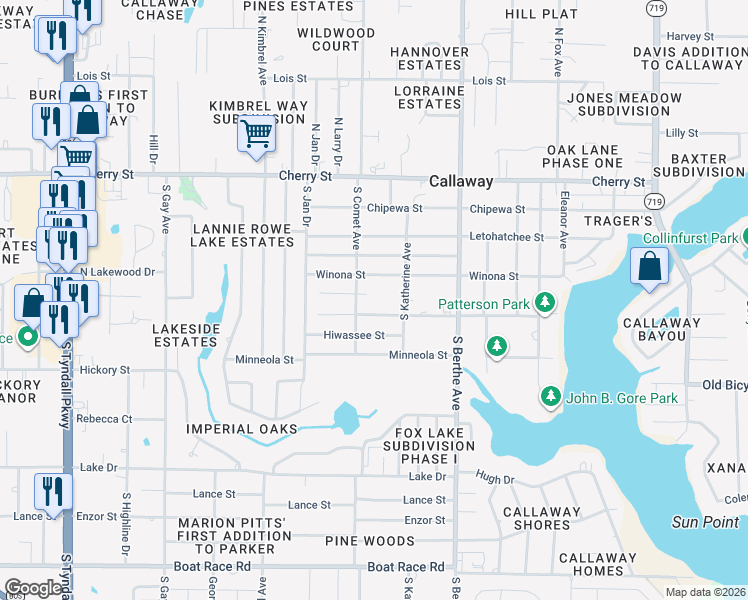 map of restaurants, bars, coffee shops, grocery stores, and more near 6518 Lenawee Street in Panama City