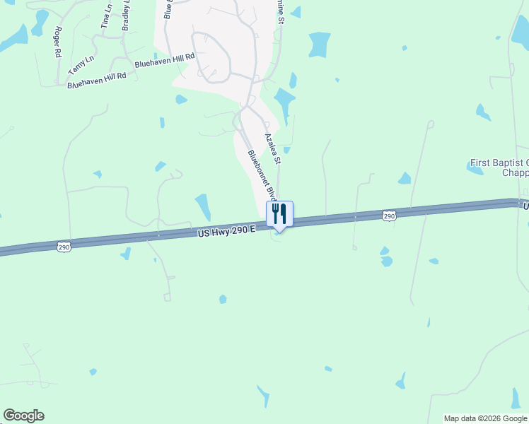 map of restaurants, bars, coffee shops, grocery stores, and more near 6507 Highway 290 East in Chappell Hill