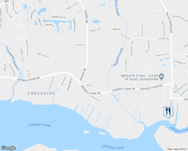 map of restaurants, bars, coffee shops, grocery stores, and more near 3855 Mediterranean Court in Jacksonville