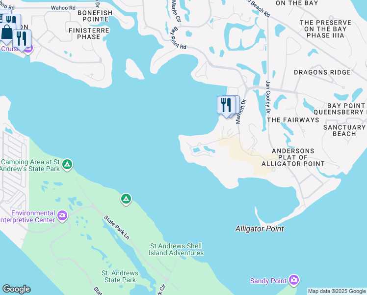 map of restaurants, bars, coffee shops, grocery stores, and more near 4172 Kingfish Lane in Panama City Beach