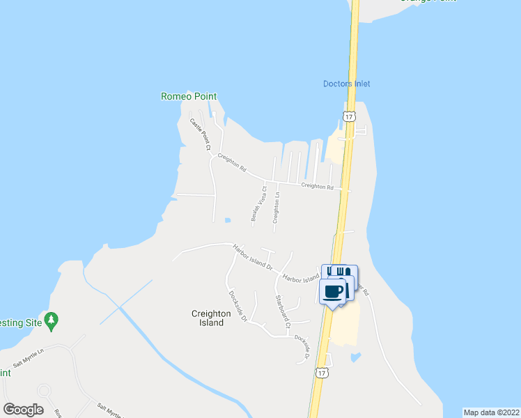 map of restaurants, bars, coffee shops, grocery stores, and more near 3375 Beulah Vista Court in Orange Park