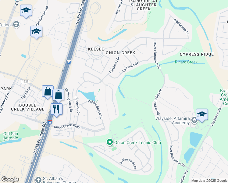 map of restaurants, bars, coffee shops, grocery stores, and more near 10701 Legends Lane in Austin