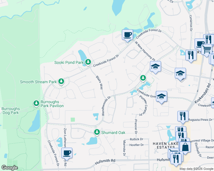 map of restaurants, bars, coffee shops, grocery stores, and more near 22 Blairs Way in Tomball