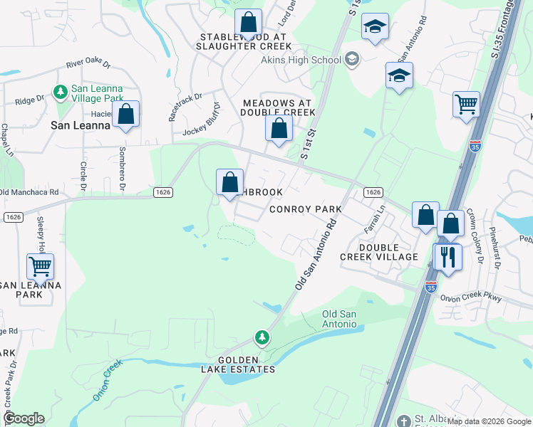 map of restaurants, bars, coffee shops, grocery stores, and more near 11505 Autumn Ash Drive in Manchaca