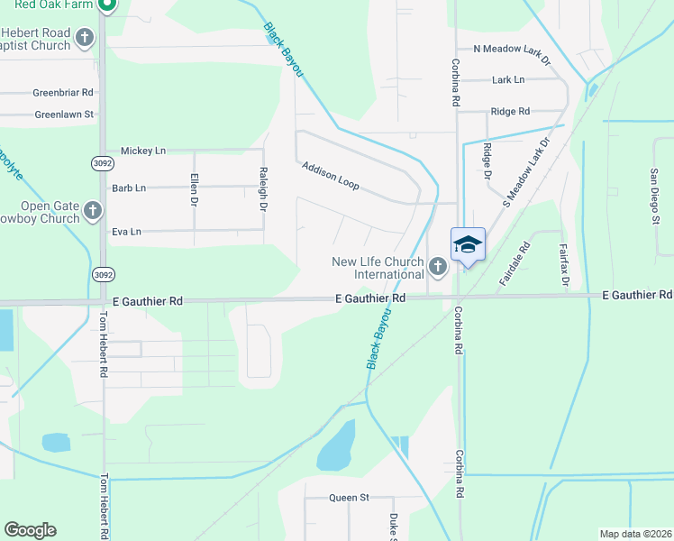 map of restaurants, bars, coffee shops, grocery stores, and more near 2864 E Gauthier Rd in Lake Charles