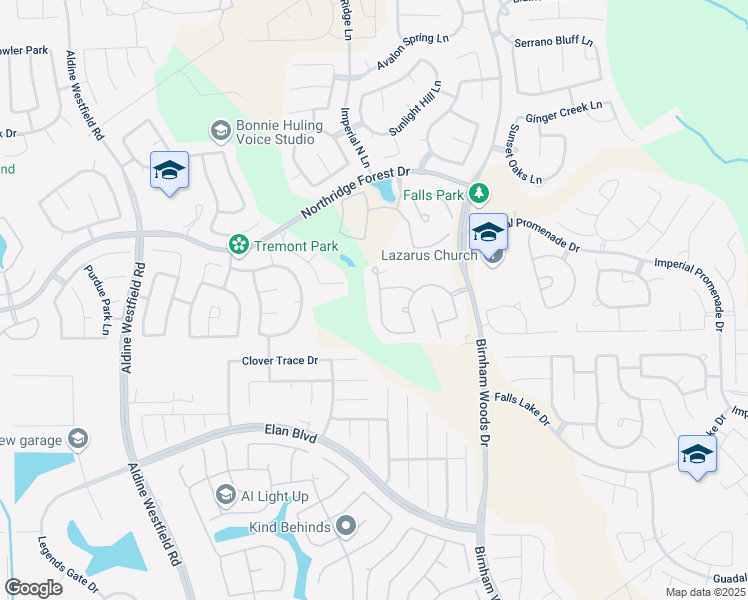 map of restaurants, bars, coffee shops, grocery stores, and more near 31821 Windwood Park Lane in Spring