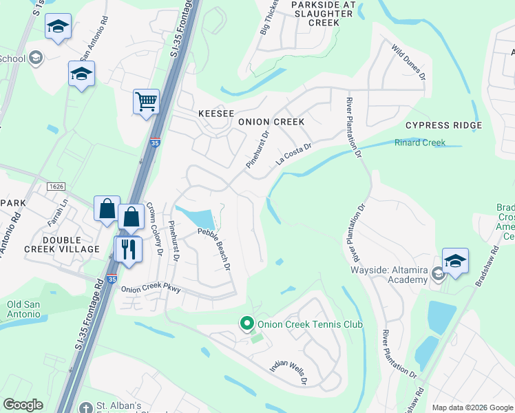 map of restaurants, bars, coffee shops, grocery stores, and more near 10701 Legends Lane in Austin