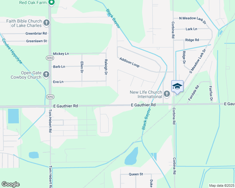 map of restaurants, bars, coffee shops, grocery stores, and more near 6898 East Deshotel Street in Lake Charles