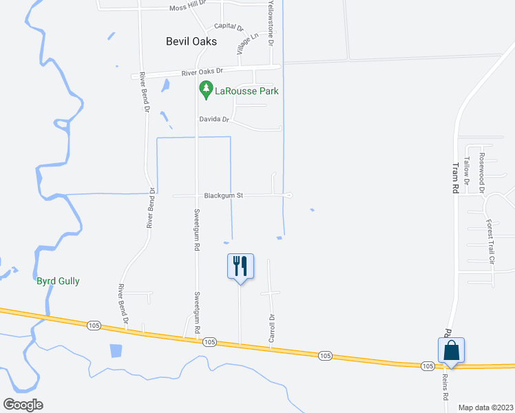 map of restaurants, bars, coffee shops, grocery stores, and more near 13375 Blackgum Street in Beaumont
