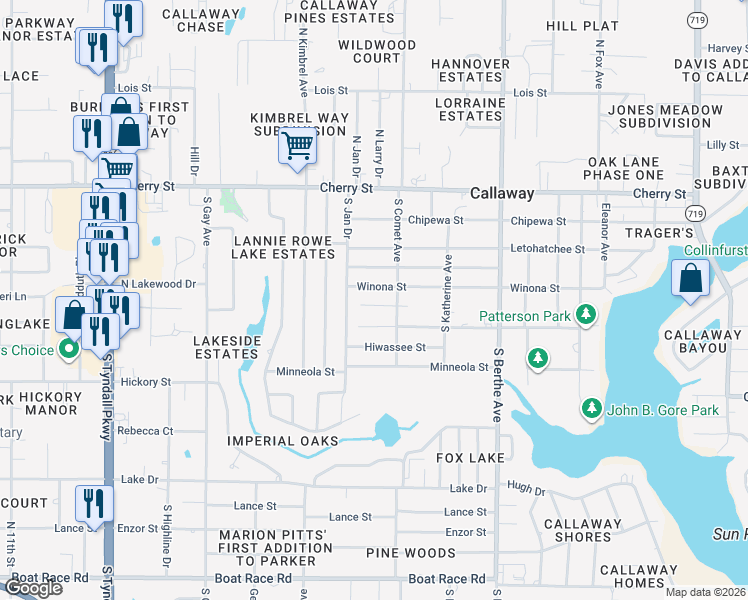 map of restaurants, bars, coffee shops, grocery stores, and more near 6406 Lenawee Street in Panama City