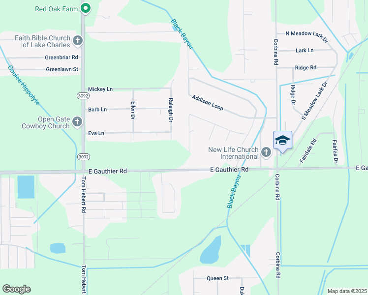 map of restaurants, bars, coffee shops, grocery stores, and more near 6898 East Deshotel Street in Lake Charles