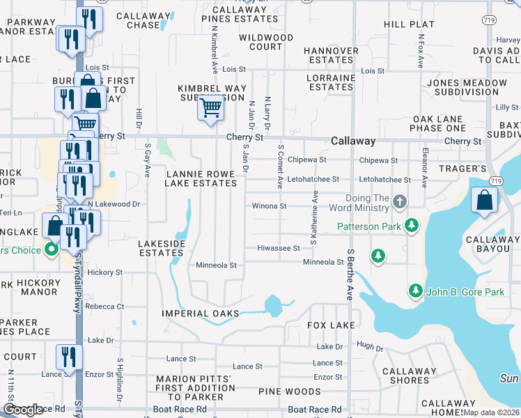 map of restaurants, bars, coffee shops, grocery stores, and more near 6406 Lenawee Street in Panama City