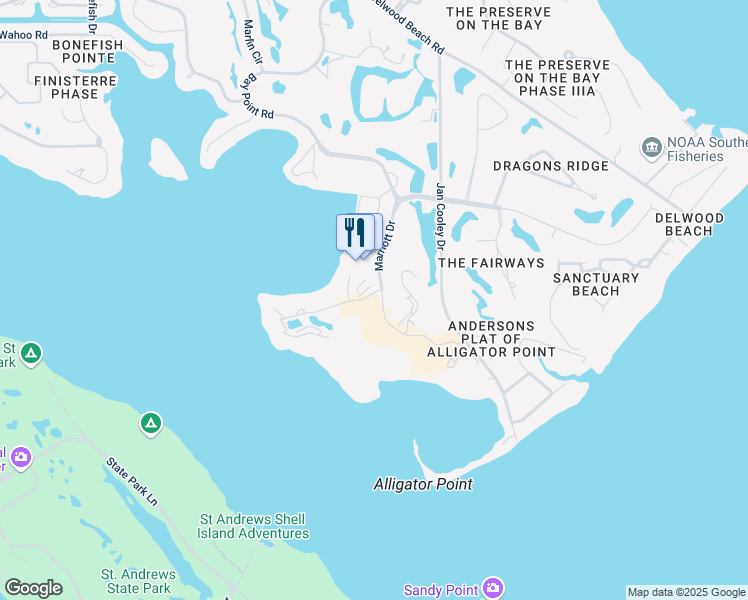map of restaurants, bars, coffee shops, grocery stores, and more near 4092-4126 Marriott Drive in Panama City