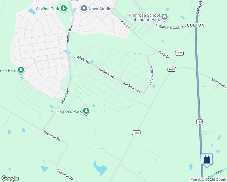 map of restaurants, bars, coffee shops, grocery stores, and more near 7732-8050 Farm to Market Road 1625 in Austin