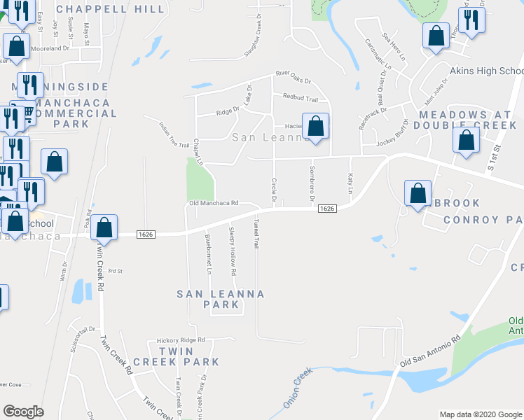 map of restaurants, bars, coffee shops, grocery stores, and more near 290 Old Manchaca Road in Austin