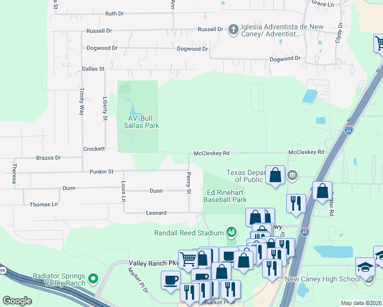 map of restaurants, bars, coffee shops, grocery stores, and more near 21807 McCleskey Rd in New Caney