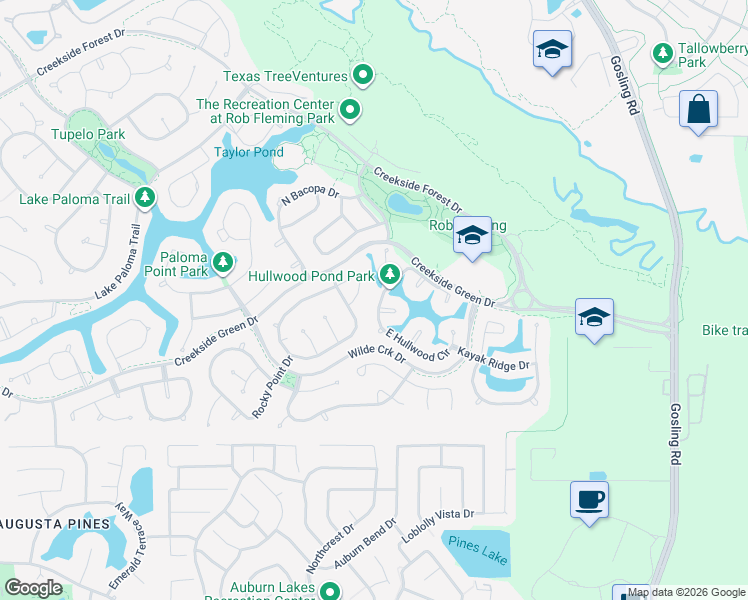 map of restaurants, bars, coffee shops, grocery stores, and more near 3 Folklore Court in Spring