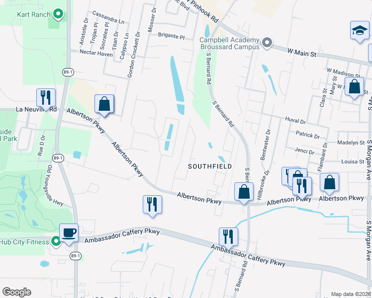 map of restaurants, bars, coffee shops, grocery stores, and more near 223 Rue de Frejus in Lafayette