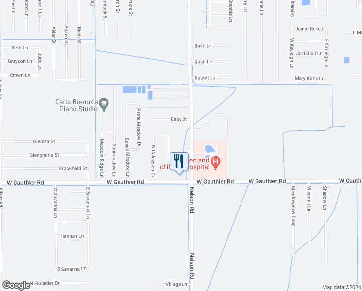 map of restaurants, bars, coffee shops, grocery stores, and more near 6705 East Calcasieu Drive in Lake Charles