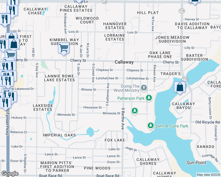 map of restaurants, bars, coffee shops, grocery stores, and more near 6623 Winona Street in Panama City