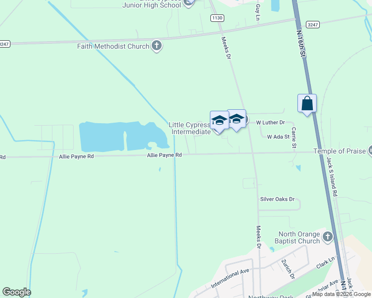 map of restaurants, bars, coffee shops, grocery stores, and more near 2500 Allie Payne Road in Orange