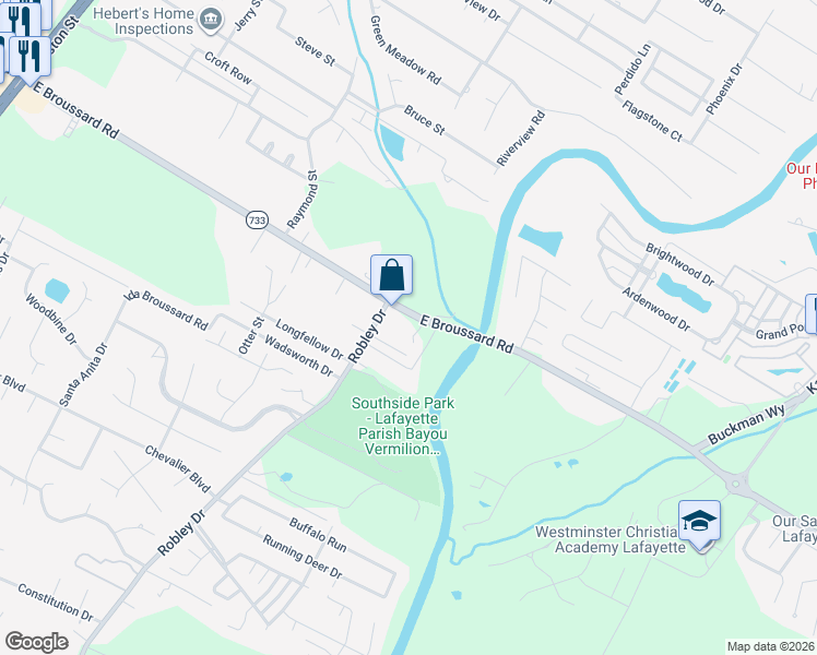 map of restaurants, bars, coffee shops, grocery stores, and more near in Lafayette Parish