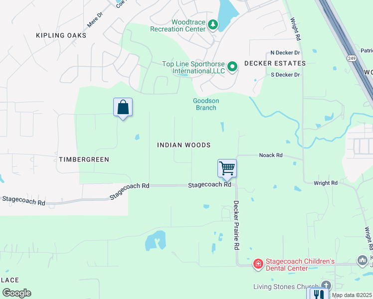 map of restaurants, bars, coffee shops, grocery stores, and more near 33527 Geronimo Street in Magnolia