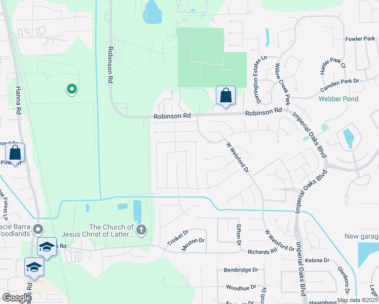 map of restaurants, bars, coffee shops, grocery stores, and more near 31306 Perlican Drive in Spring
