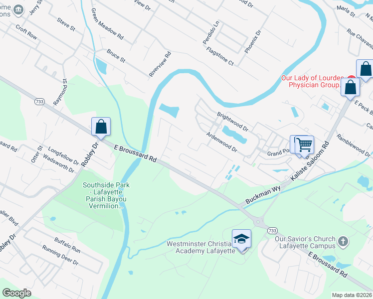 map of restaurants, bars, coffee shops, grocery stores, and more near 203 Oats Drive in Lafayette