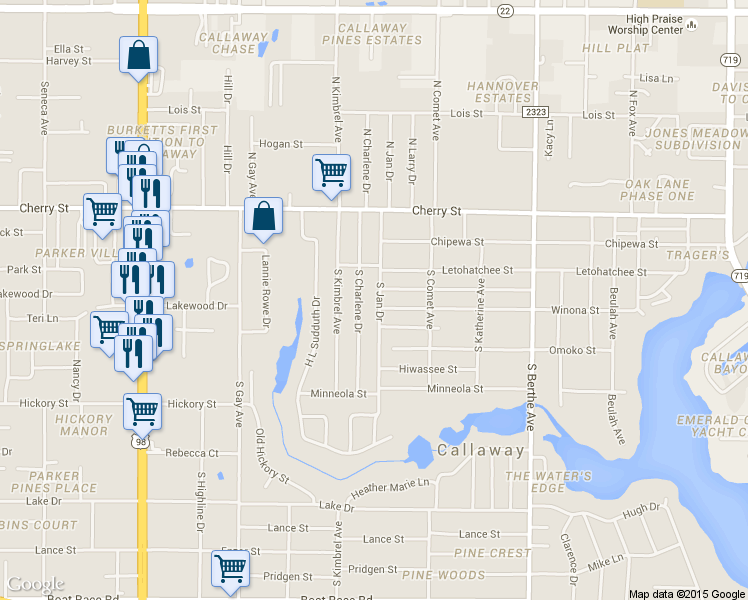 map of restaurants, bars, coffee shops, grocery stores, and more near 212 South Jan Drive in Panama City