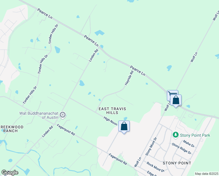 map of restaurants, bars, coffee shops, grocery stores, and more near 7908 Hayride Road in Travis County