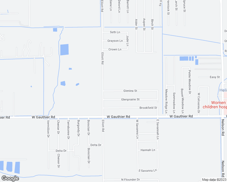 map of restaurants, bars, coffee shops, grocery stores, and more near 2706 Glenlea Street in Lake Charles