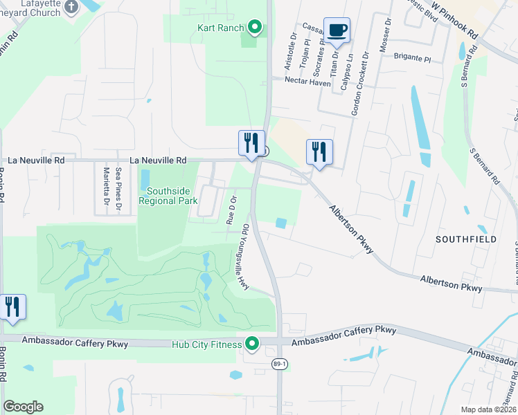 map of restaurants, bars, coffee shops, grocery stores, and more near 1209 Youngsville Highway in Youngsville