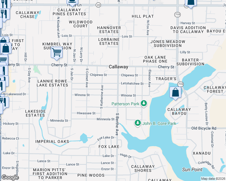 map of restaurants, bars, coffee shops, grocery stores, and more near 6720 Olokee Street in Panama City
