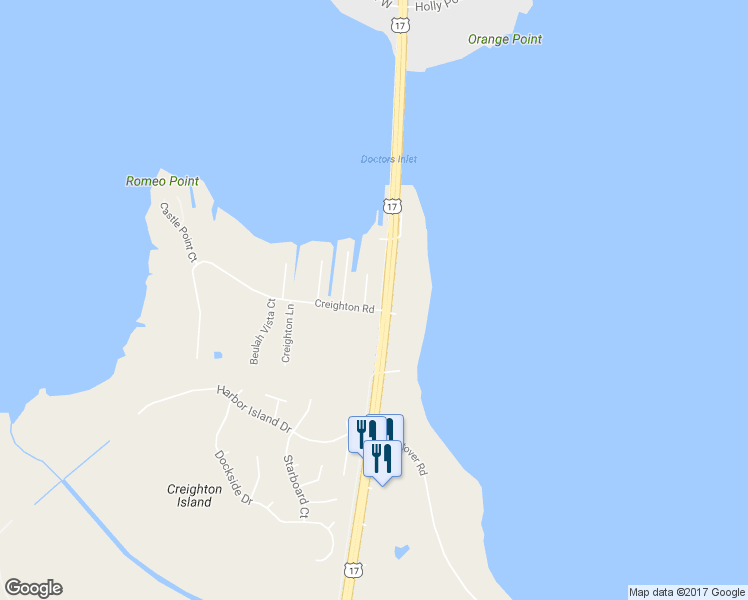 map of restaurants, bars, coffee shops, grocery stores, and more near 3210 U.S. 17 in Fleming Island