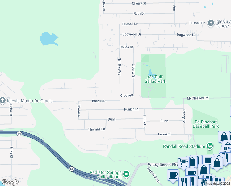 map of restaurants, bars, coffee shops, grocery stores, and more near 21024 Trinity Way in New Caney