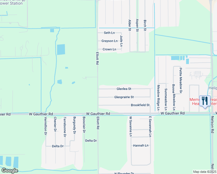 map of restaurants, bars, coffee shops, grocery stores, and more near 2706 Glenlea Street in Lake Charles