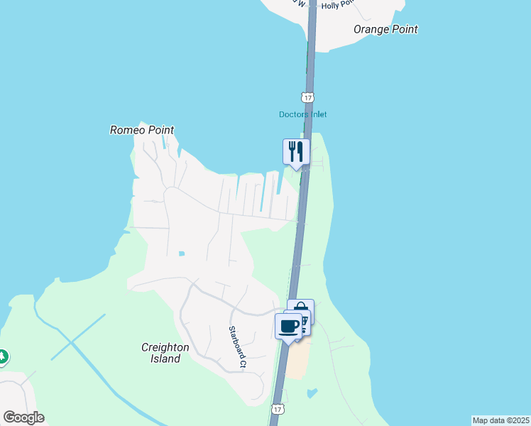 map of restaurants, bars, coffee shops, grocery stores, and more near 467 Creighton Road in Orange Park