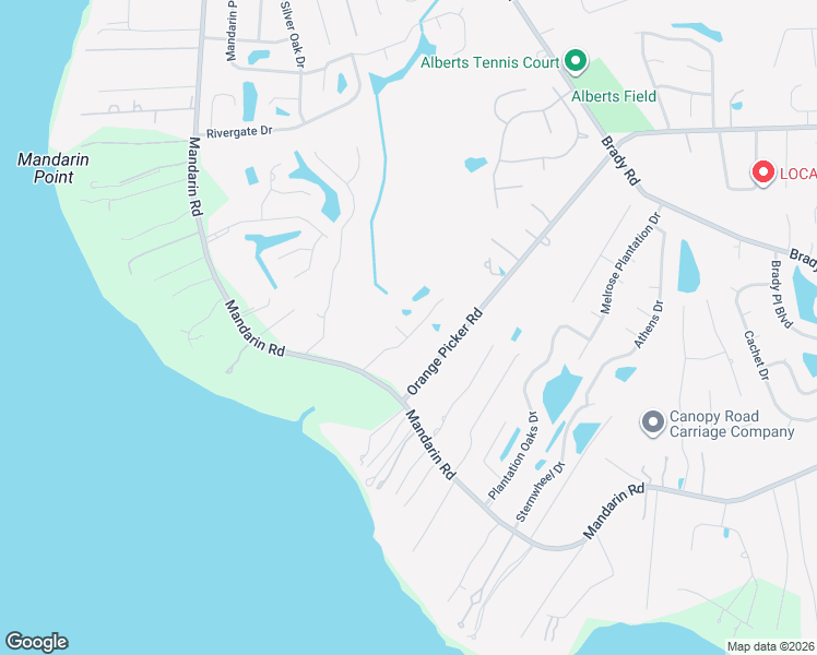 map of restaurants, bars, coffee shops, grocery stores, and more near 1764 Saint Lawrence Way in Jacksonville