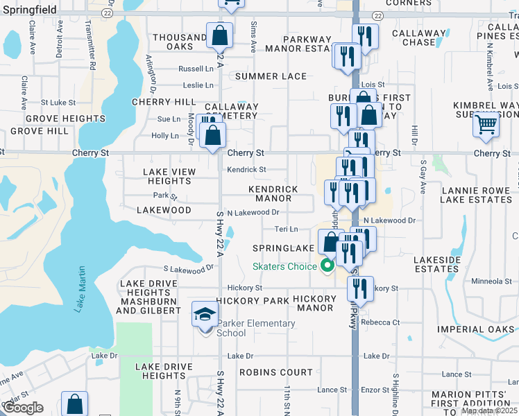 map of restaurants, bars, coffee shops, grocery stores, and more near 5117 North Lakewood Drive in Panama City
