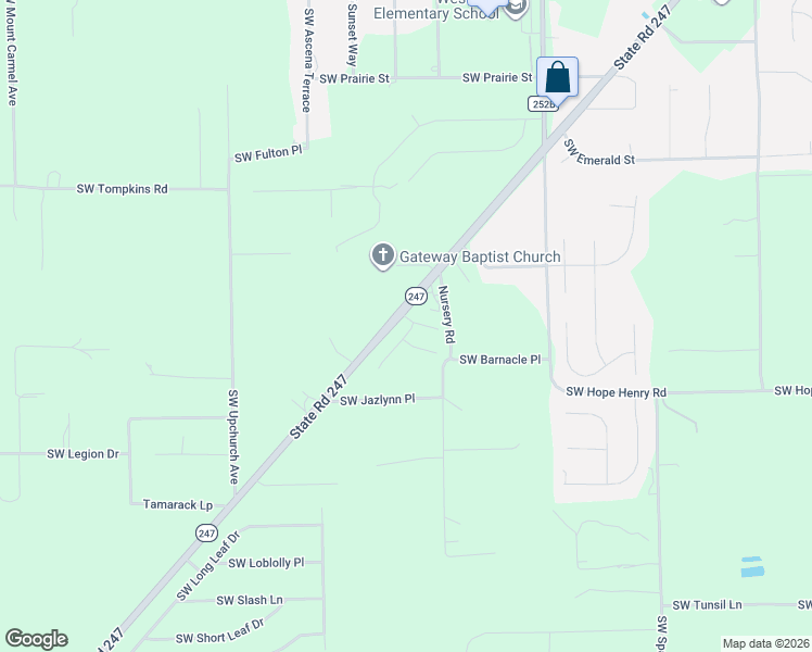map of restaurants, bars, coffee shops, grocery stores, and more near 152 Southwest Rose Pointe Place in Lake City