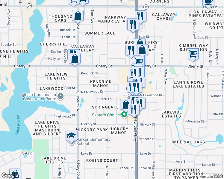 map of restaurants, bars, coffee shops, grocery stores, and more near 5213 North Lakewood Drive in Panama City