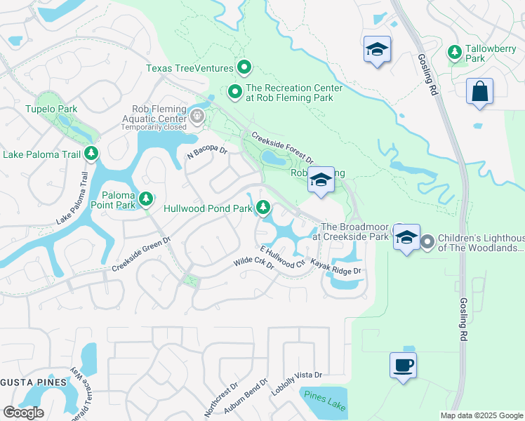 map of restaurants, bars, coffee shops, grocery stores, and more near 3 Folklore Court in Spring