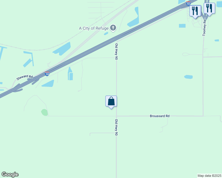 map of restaurants, bars, coffee shops, grocery stores, and more near 2480 Old Highway 90 in Vinton